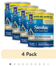 4 Cans Similac 360 Total Care Non-GMO Infant Formula Powder 30.8 Oz