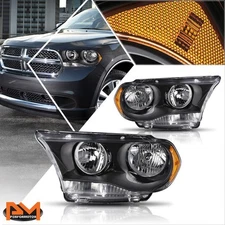 For 11-13 Dodge Durango Direct Replacement Headlight/Lamps Amber Corner Black