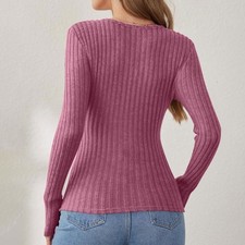Women s Elegant Long Sleeve Rib Knit Wrap Top for Business Meetings and Casual