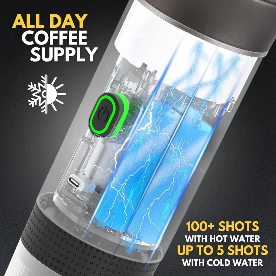 Máquina de café espresso eléctrica portátil - Cafetera de viaje autocalentable, USB-C Foto 3 de 4