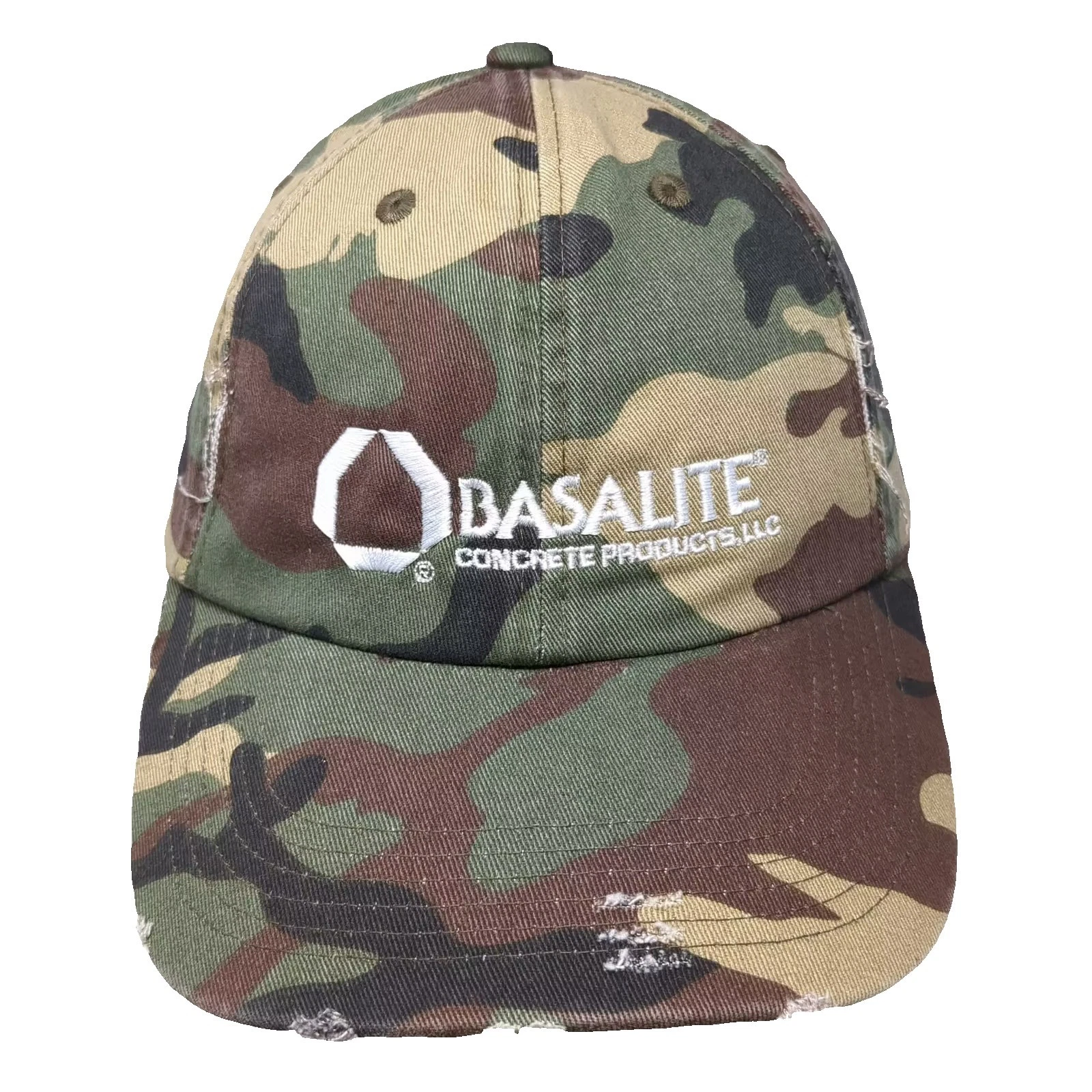 District Basalite Concrete Camo Green Baseball Cap One Size Distressed Hat