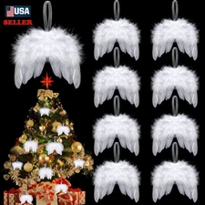 10x Angel Wings Christmas Tree Feather Baubles XMAS Tree Hanging Ornament Decor