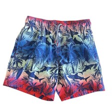 Boys Swim Trunks Size 6-7 Pull On Elastic Waist Lined Pockets Tropical Surf
