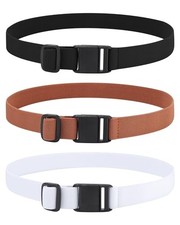 Kids Magnetic Belt for Girls - 3 Pack Fit Waist: 15"-27" Black white brown