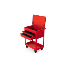Hyper Tough Steel Tool Cart With Drawer 500 Lb Load Capacity Red Powder-coated