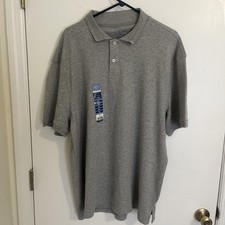 NWT TACKLE  TIDES Mens Ribbed Collar Polo Shirt Gray Size 2XL Cotton Polyester