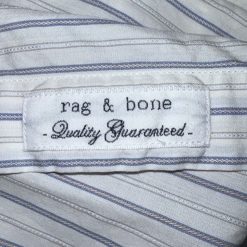 Rag Bone Shirt Mens 17.5 Blue Striped Long Sleeve Button Down Fit 2 Business - Picture 10 of 11