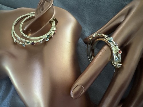 πππ Mimco As New Drop Hoop Gold Earrings Earrings $149 + Dust Bag - Picture 3 of 24