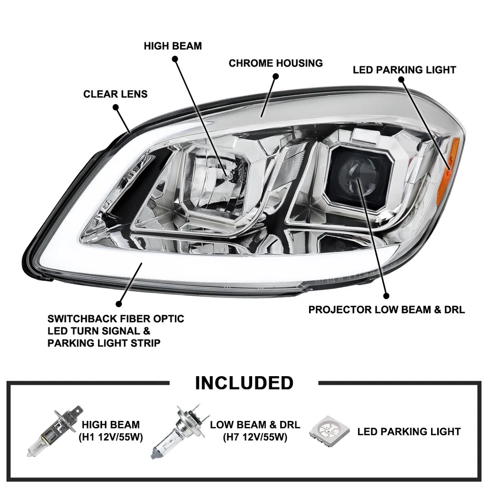 Fits 2005-2010 Chevy Cobalt 07-09 Pontiac G5 Clear LED Tube Projector Headlights - Image 3 of 4