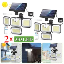 2 PACK 333 LED Solar Lights Outdoor Waterproof Motion Sensor Security Wall Lamp