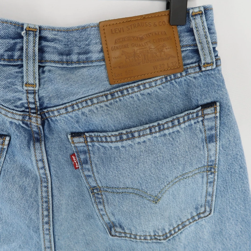 Мужские джинсы Levi's 567 32x32 синие расслабленные расклешенные джинсовая ткань хлопок вестерн - Изображение 4 из 4