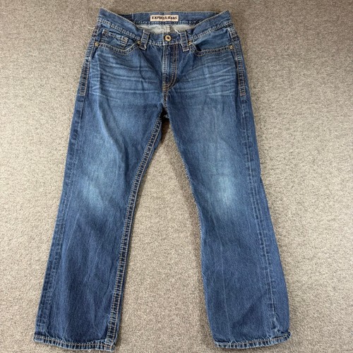 Express Jeans Mens Kingston Classic Fit Boot Cut Blue Denim Jeans 34x30