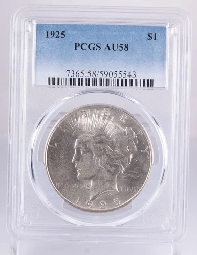 Certified 1925 Peace Dollar PCGS AU58 Silver $1