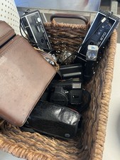 Lot Of 5 VTG Cameras Cases Konica/Minolta/Kodak Retro No Bulbs