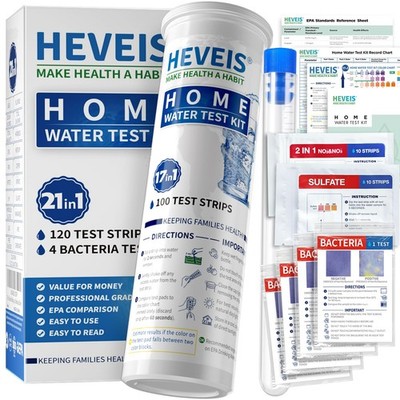 21-in-1 Home Drinking Water Testing Kit - 120 Strips + 4 Bacteria Tests - Tap...
