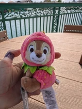 NEW Disney Parks WDW Chip & Dale Plush Stuffed Toy STRAWBERRY Outfit Keychain 
