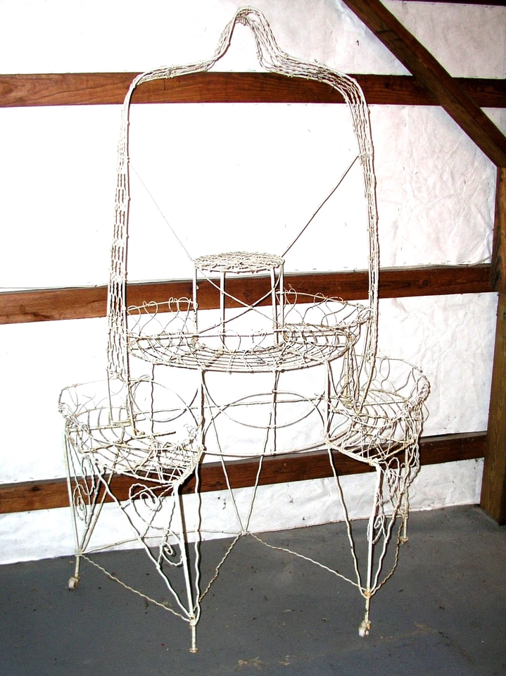 RARO JARDÍN ANTIGUO ORIGINAL PLANTA VICTORIANA SOPORTE CIRCA 1880 HECHO EN AMERICANA Foto 2 de 3