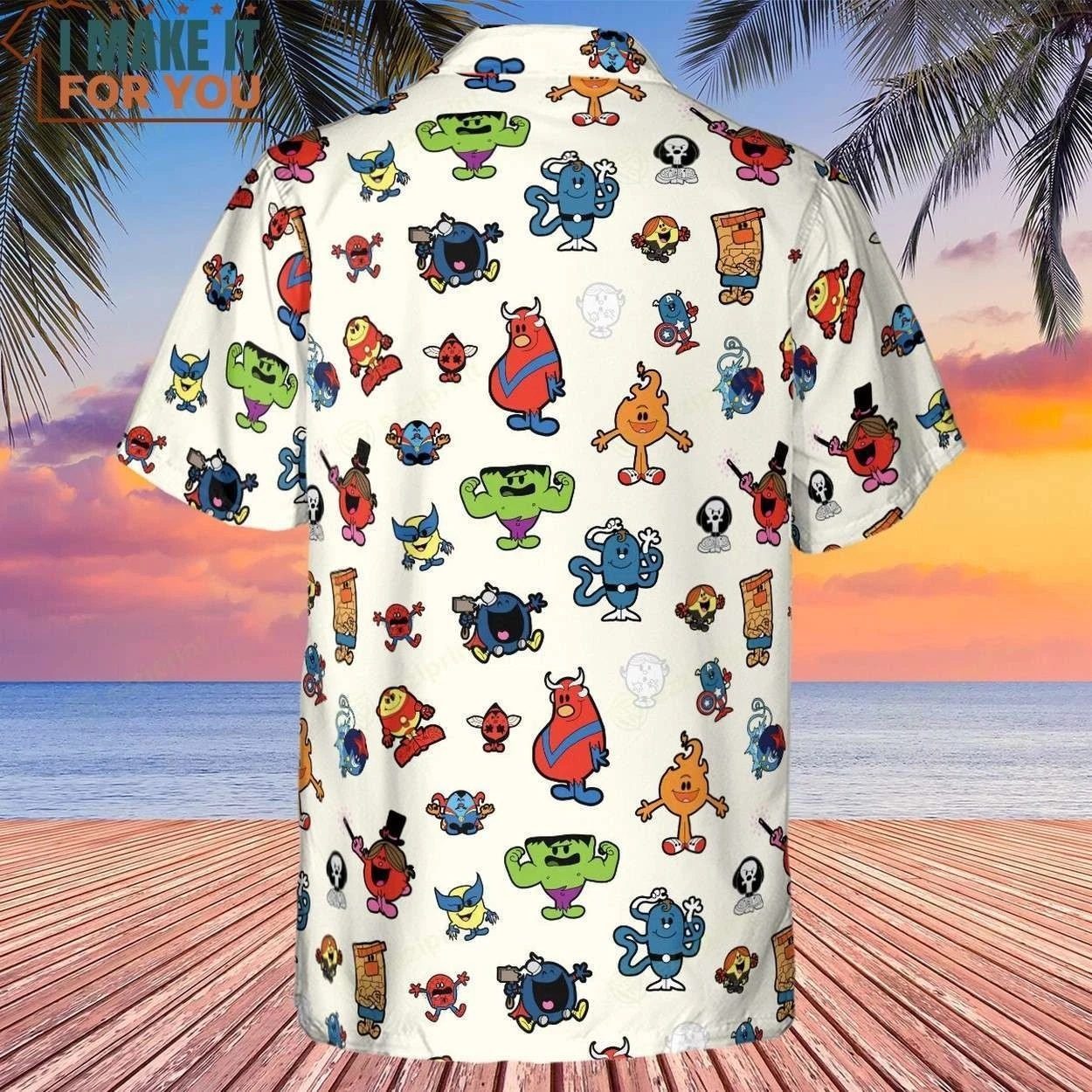 Marvel Characters And Mr Men Pattern Hawaiian Shirt