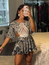 100 Rayon Boho Crochet Cutout Romper Paisley Festival Beach Vacation Small