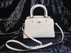 Coach Mini Lillie Crossgrain Leather Carryall Crossbody Cream White 91146