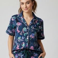 Printfresh Womens Mermaid Organic Cotton Pajama Top Small Short Sleeve Sleep