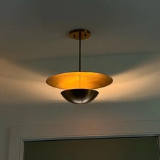 Brass Dome Chandelier  Mid-Century Modern Pendant Light