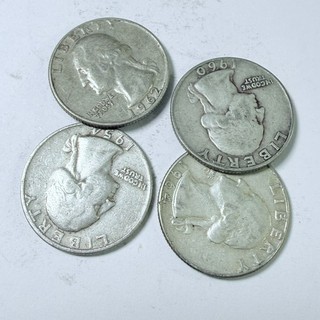 WASHINGTON SILVER QUARTERS LOT OF 4 90% SILVER CIRCULATED COINS FREE SHIP #9010