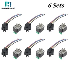 6 Sets 12V Audio Relay Switch Pigtail 144AWG Wire-5-Pin Relay 30 Amp Fuse