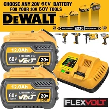2Pack 12.0Ah for Dewalt FLEXVOLT 20V/60V MAX Battery and Charger DCB609 DCB606-2