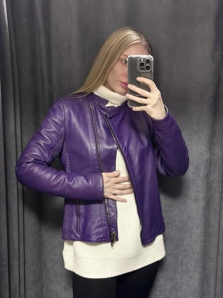 Women Dirk Bikkembergs Jacket Purple Leather S