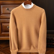 Men’s blend Cashmere O-Neck Twist Knit Thick Winter Pullover Sweater