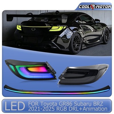 For Toyota GR86 Subaru BRZ 2021-2025 RGB LED Tail Lights+Middle Lights Rear Lamp