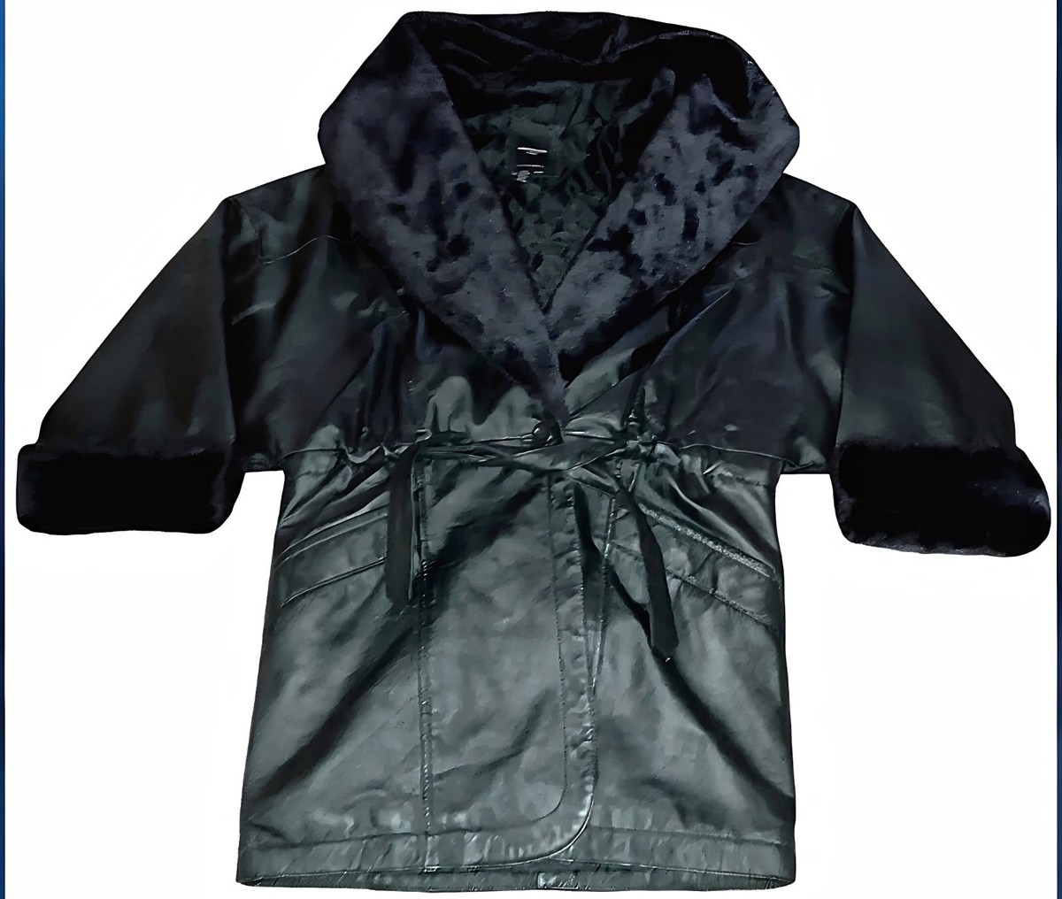 Colebrook Co Full Length Fur Lined Leather Jacket Coat Sz Small