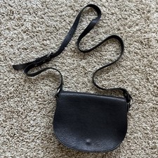VIN BAKER Saddle Pebble Leather Black Cross-Body Shoulder Bag Purse Made In USA