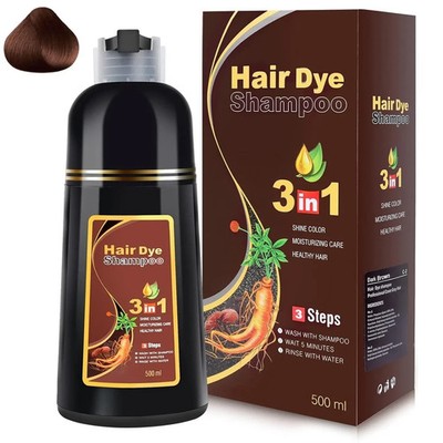 Black Hair Dye Shampoo 3 in 1 Instant Color Herbal Ingredients for Men/Women