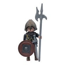 Playmobil figura cavaliere marrone armatura scudo torneo castello medievale