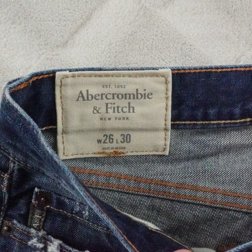 Abercrombie & Fitch Classic Straight Jeans Mens 26x30 Blue Whiskered Rodeo - Picture 4 of 12