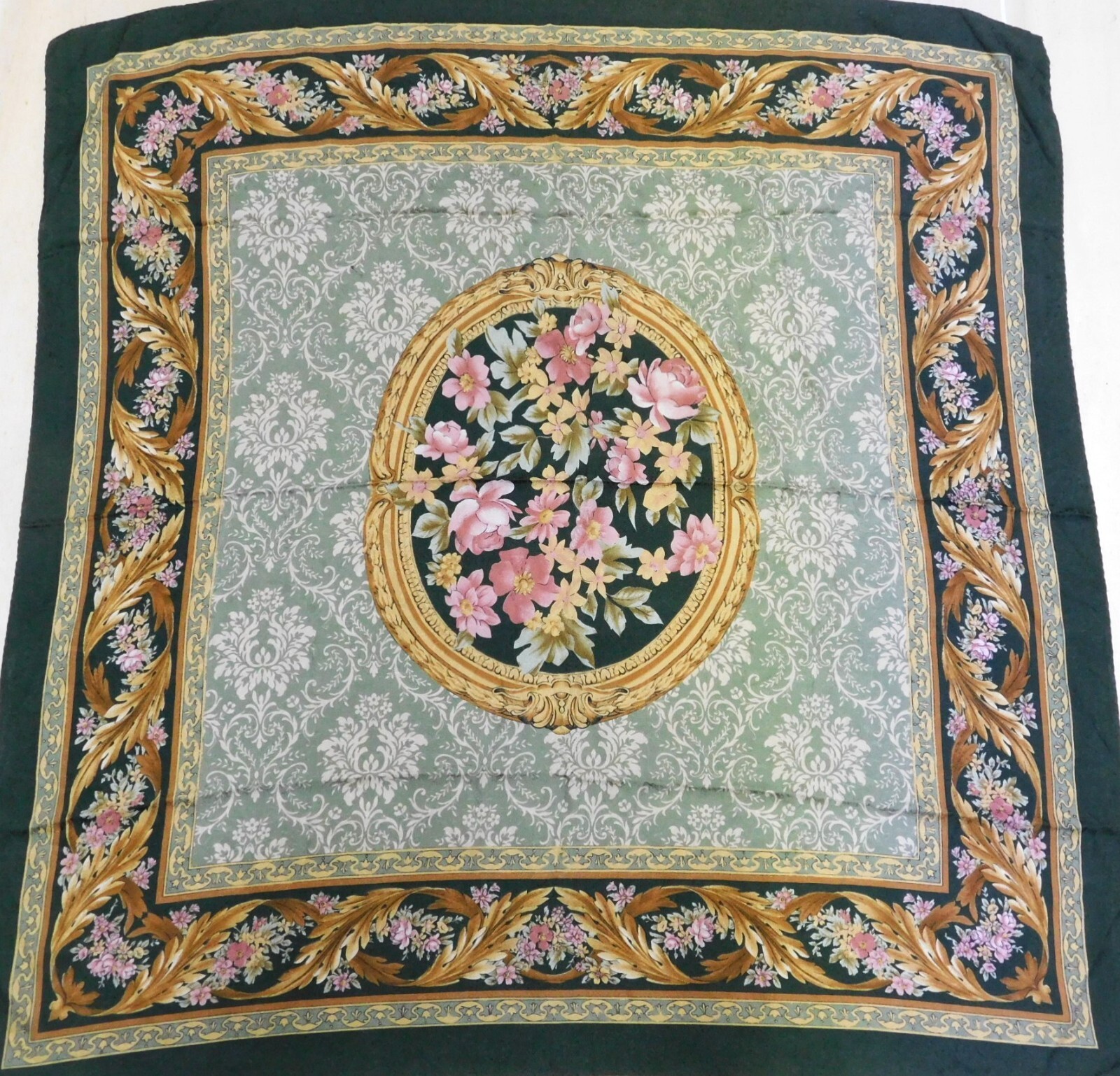 Scarf 100% Pure Silk Vintage Women 84cm x 86cm Classic Style 1211-image