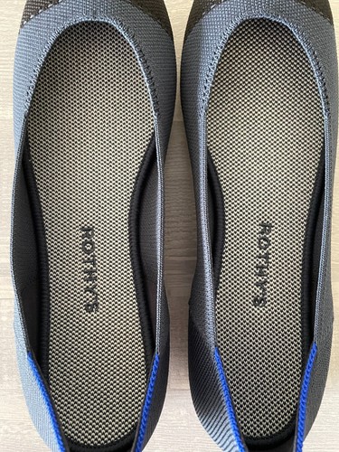 Rothy's Puntera Redonda Azul y Negro Planos Mujer Talla 10.5 Excelente Estado - Imagen 7 de 11