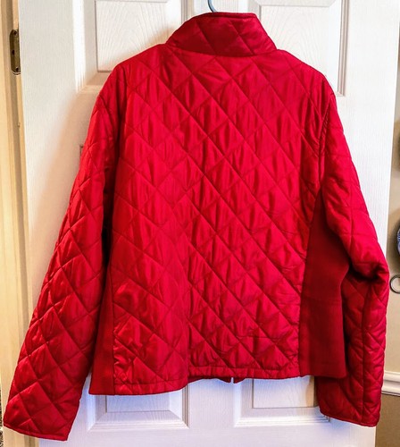 Jane Ashley Quilted Puffer Jacket Women's Size 2X Cherry Red Midweight Coat - Picture 4 of 5