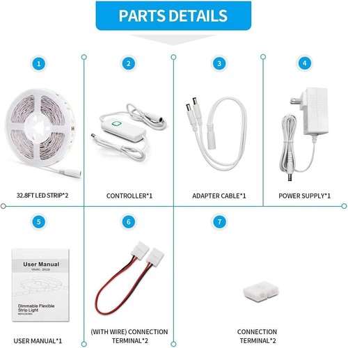 Bright 24V Dimmable LED Strip Lights 65.6ft - Color Changing for Home Ambiance - Picture 9 of 9