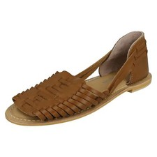 Ladies Leather Collection Flat Weave 'Sandals'