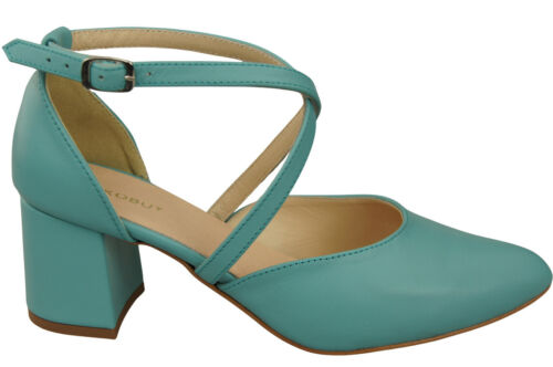 Elegantes sandalias de cuero con lado abierto en tacón estable 218 - Imagen 23 de 113