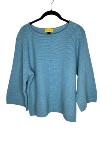 St John Womens Wool Sweater Medium Textured Quiet Luxury Boxy Costal Grandma