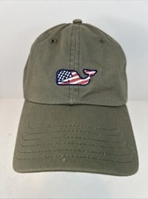Vineyard Vines Baseball Hat Cap American USA Flag Whale Green Adjustable G1