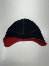 Target Brand Childrens Hat Size Youth 4-7 Black Fleece Red Lined Pull On Beanie