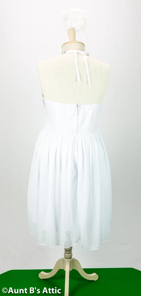 Sexy Disfraz de Ángel Angelicious 2 Piezas Plateado y Blanco Vestido Halter y Halo Lg Foto 2 de 2