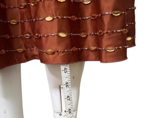 NICHOLAS MILLINGTON Fit & Flare Dress Size Medium 14 Bronze Satin Zip Women EU42 - Picture 4 of 11