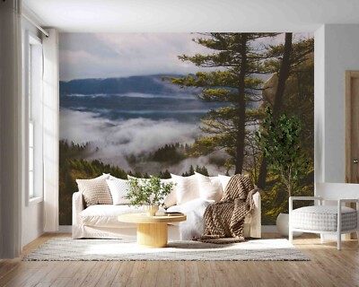 3D Tree Mountain Fog Cloud Sky Self-adhesive Removeable Wallpaper Wall Mural 32