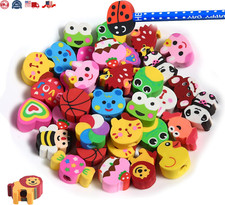 35PCS Fun Animal Fruit Pencil Topper Erasers for Kids Bulk,Cute Top Erasers Caps